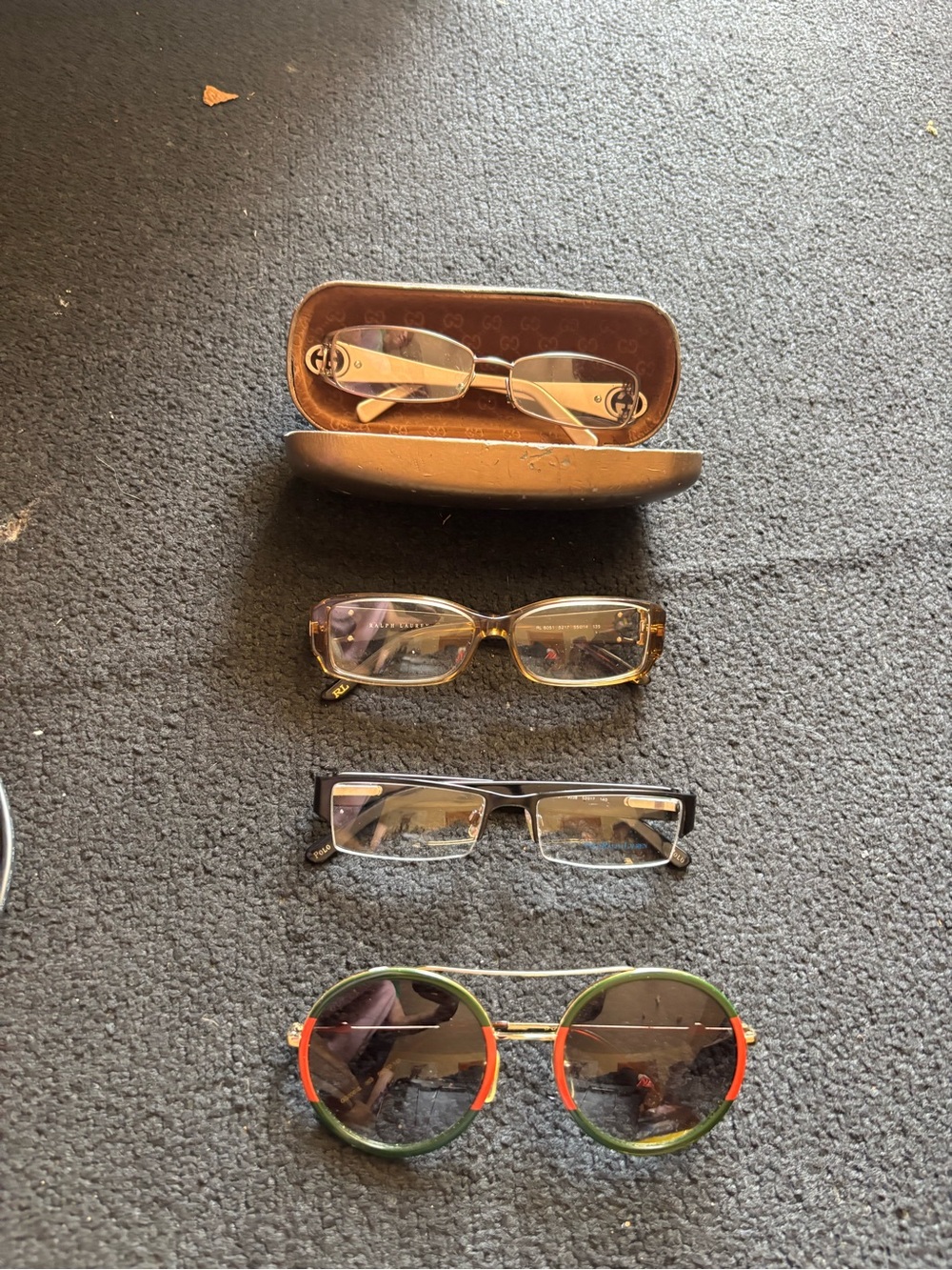 Gucci Round Green and Orange Sunglasses with Assorted Eyeglasses Set